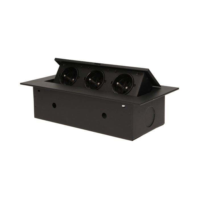 [ORNOR-AE-1371/B] 141042 - Recessed furniture socket 3x2P+E, black power supply: 230V AC, 3x16A, ; maximum load: 3600W; protection rating: IP20;