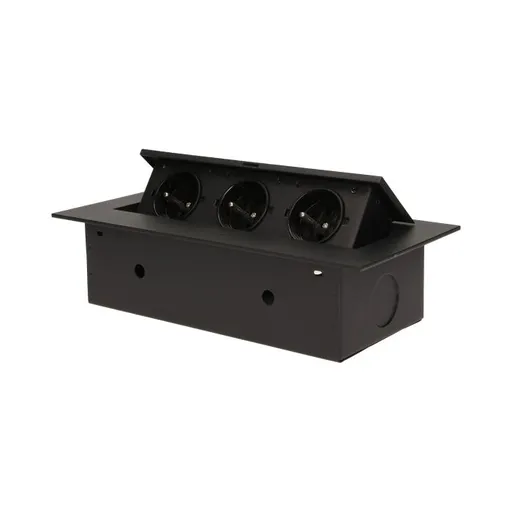 [ORNOR-AE-1371/B] 141042 - Recessed furniture socket 3x2P+E, black power supply: 230V AC, 3x16A, ; maximum load: 3600W; protection rating: IP20;