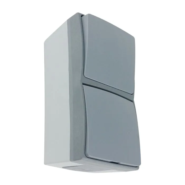 [ORNOR-OE-7407/GR] 149279 - AQUATIC PRO IP55 Vertical Switch + Socket 2P+E, grey/graphite