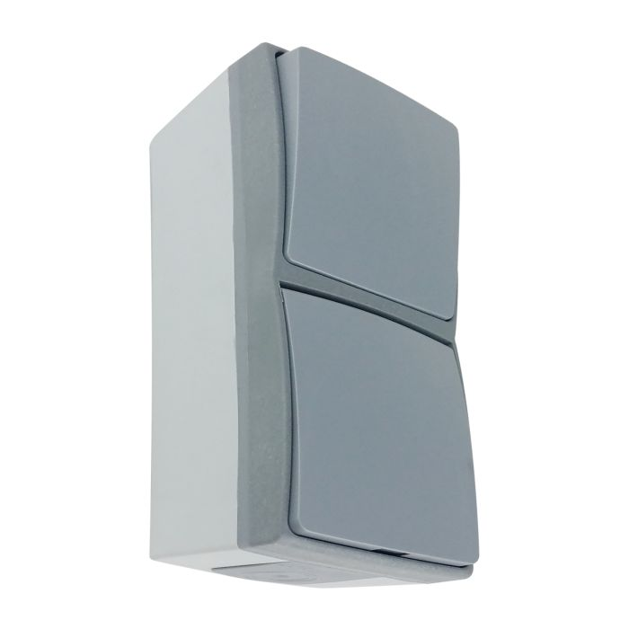 [ORNOR-OE-7407/GR] 140970 - AQUATIC PRO IP55 Vertical Switch + Socket 2P+E, grey/graphite