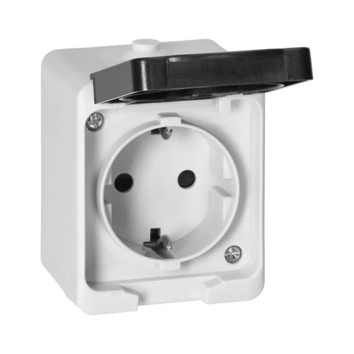 [ORNOR-OE-7305(GS)/WB] 140948 - AQUATIC MINI IP54 Single socket 2P+E (Schuko), white/black