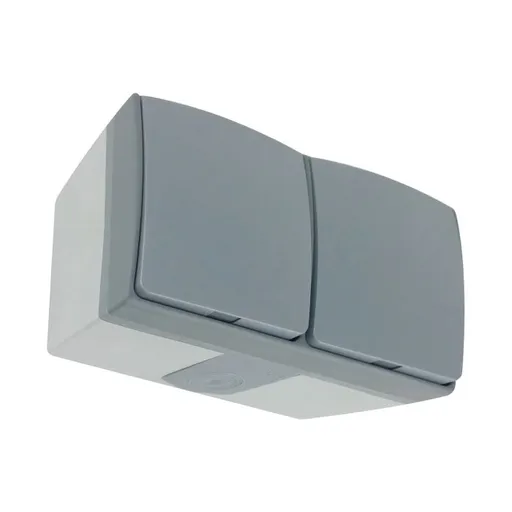 [ORNOR-OE-7406/GR/5] 149278 - AQUATIC PRO IP 55 Double socket 2x2P+E, grey/graphite