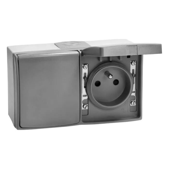 [ORNOR-OE-7406/GR] 149277 - AQUATIC PRO IP 55 Double socket 2x2P+E, grey/graphite