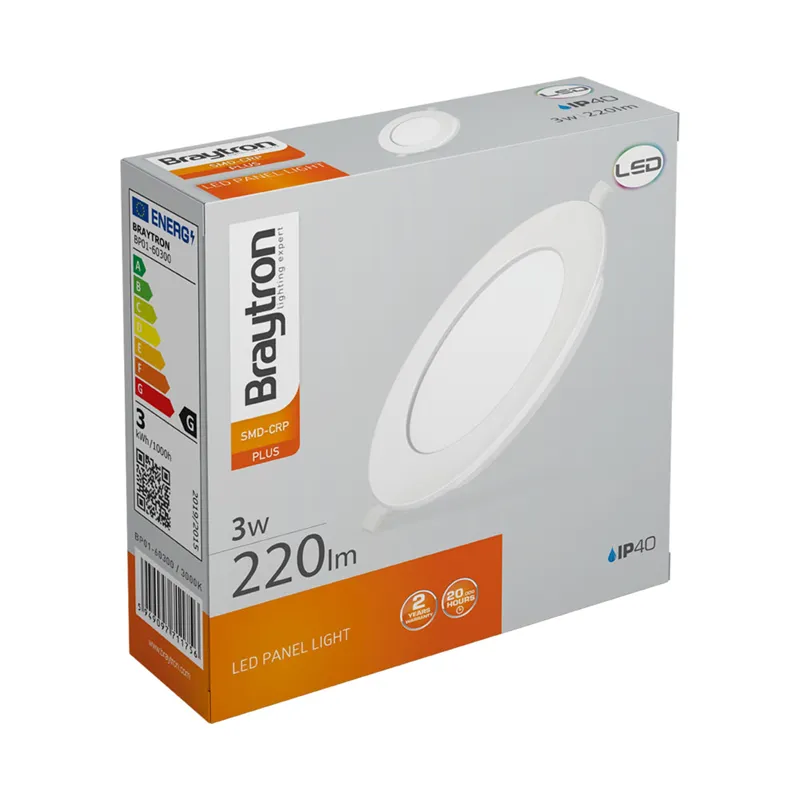 [BRYBP01-60300] 105001 - 3W ROUND WHITE 3000K LED PANELBRY