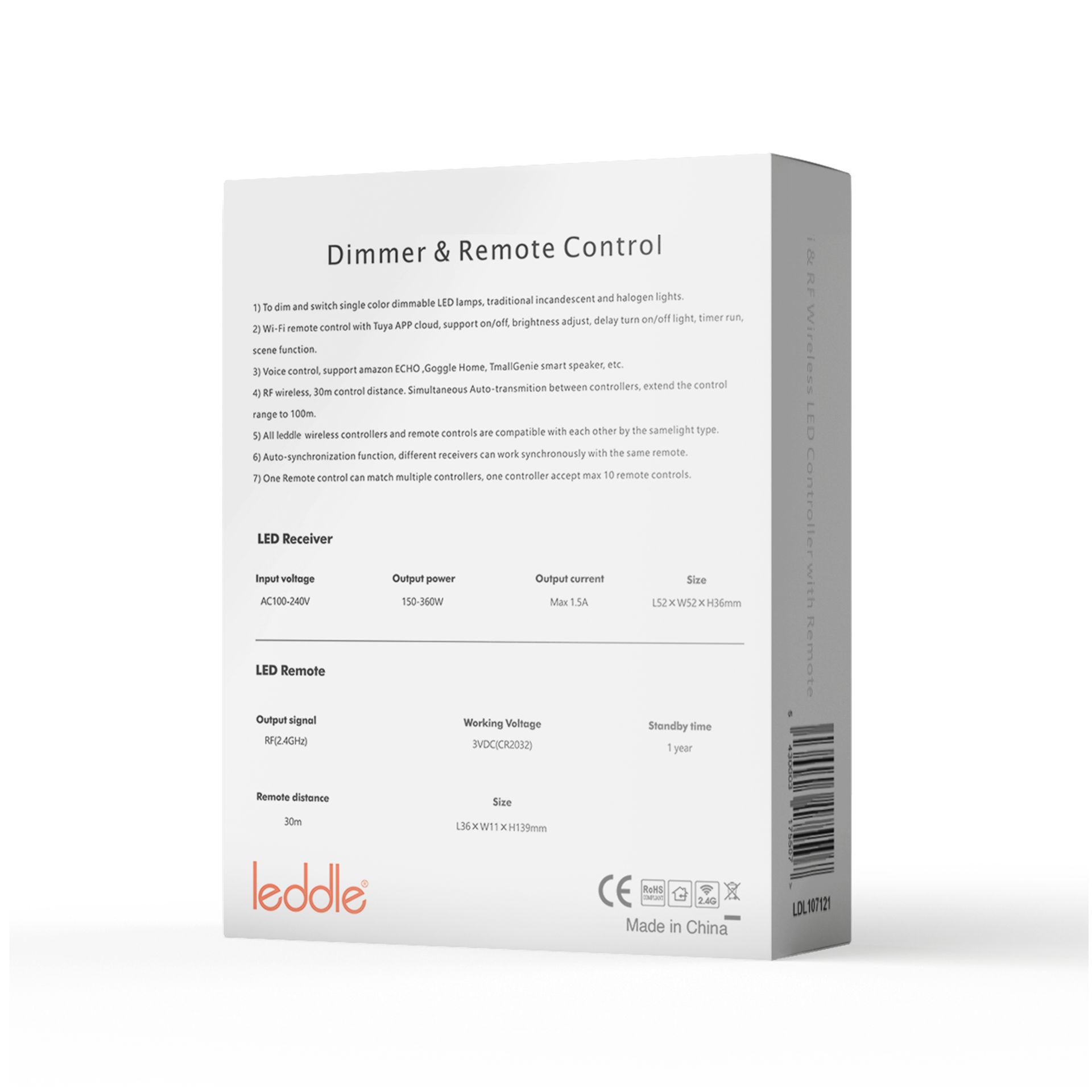 [LDL107121] 107121 - Triac Dimmer Kit, Single Color, Remote Control , Tuya App 360W - LDL