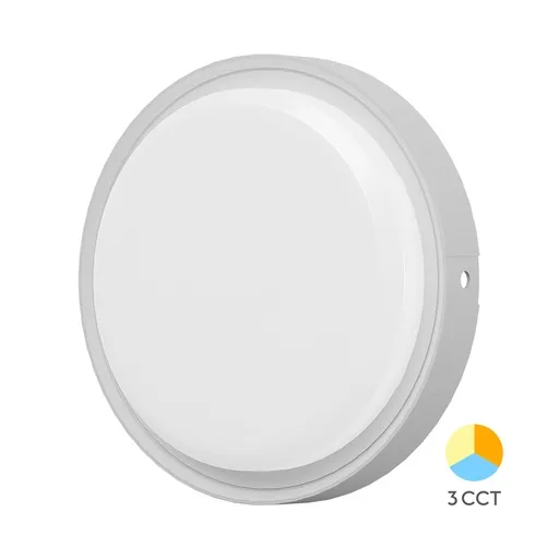 [BRYBC18-00680] 102259 - BULKHEAD 12W ROUND WHITE 3IN1 CCT IP65 LED BULKHEAD BRY