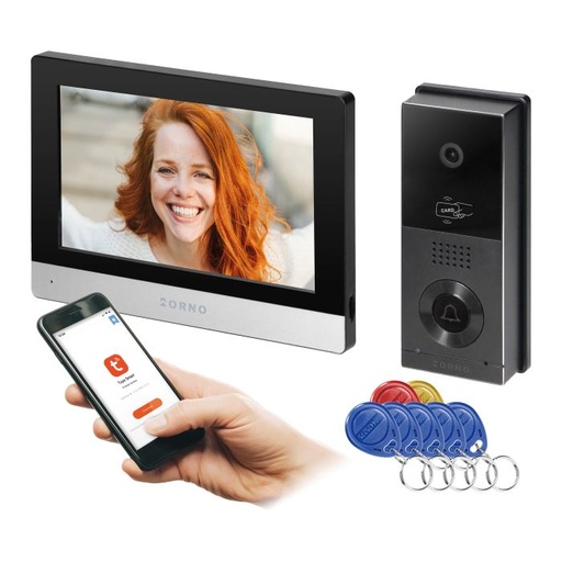[ORNOR-VID-MA-1079/B] 140707-XIRAN single-family video doorphone set, 2-wire, 8", touch screen, Full HD, RFID