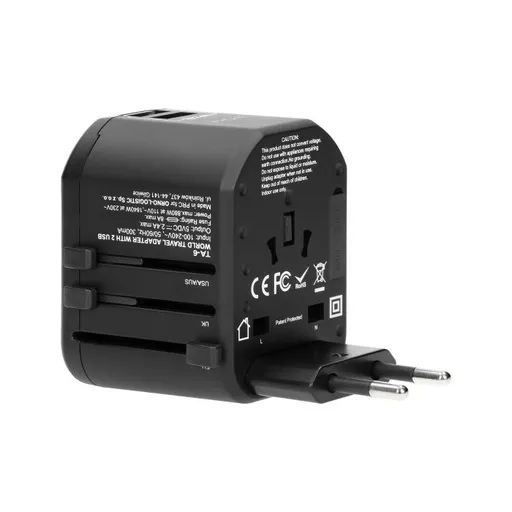 [ORNTA-6] 148002 - GOworld USB universal travel adapter, works in over 200 countries around the world, 100240V, 8A, 2 x USB, 5VDC/2,4A intelligent identification