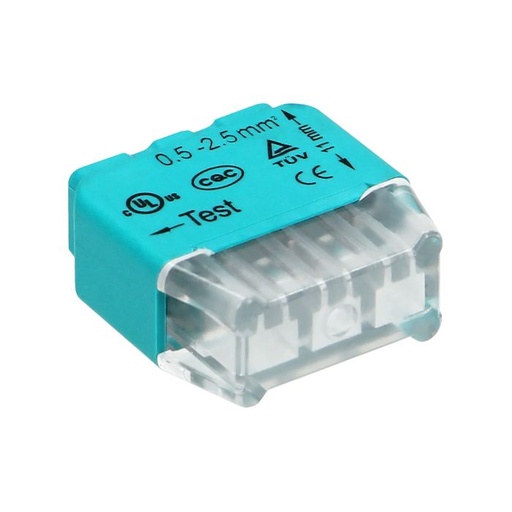 [ORNOR-SZ-8004/3/B10] 149527-Installation push-in connector for 3 cables (rigid cable 0.75- 2.5mm2), IEC 300V/24A, blister pack 10 pcs.