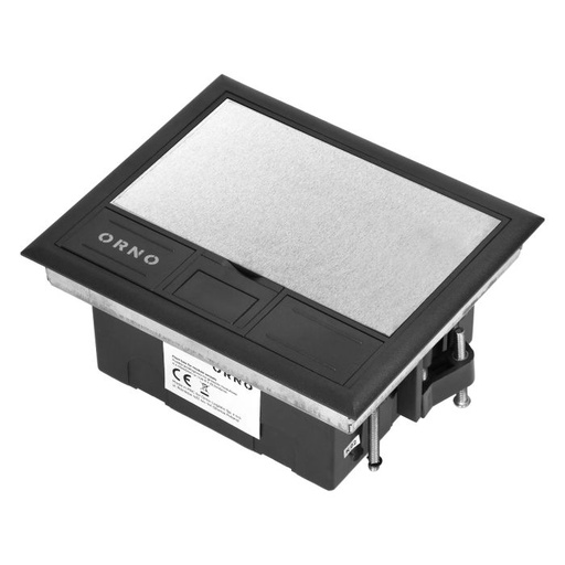 [ORNOR-GP-9201/SS] 149488-Floor box for module sockets 4 x 45x45mm or 8 x 22.5x45mm,  cover: stainless steel, blac