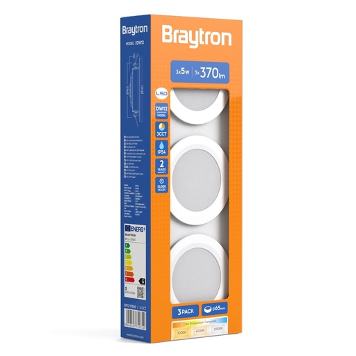 [BRYBP12-10580] 105097 - 5W 3pcs LED Downlight Set  3CCT  IP54 Blanc-BRY