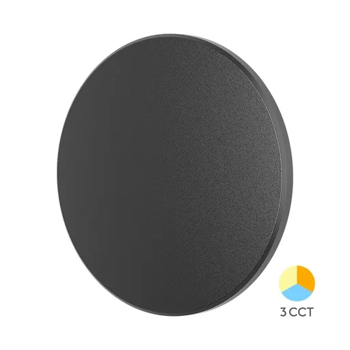 [BRYBG37-00281] 103293 - 12W WALL LIGHT PALERMO ROUND BLACK 3IN1 CCT IP65 BRY