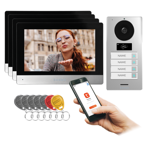 [ORNOR-VID-MA-1082/B] 146009-GAYD MULTI4, four-family video doorphone set, 2-wire, 8", Wi-Fi, touch screen, 2MP Full HD, RFID reader