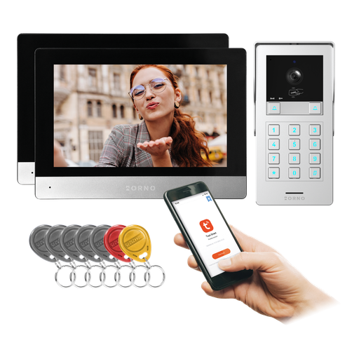 [ORNOR-VID-MA-1081/B] 146010-GAYD MULTI2, two-family video doorphone set, 2-wire, 8", Wi-Fi, touch screen, 2MP Full HD, RFID reader, code lock