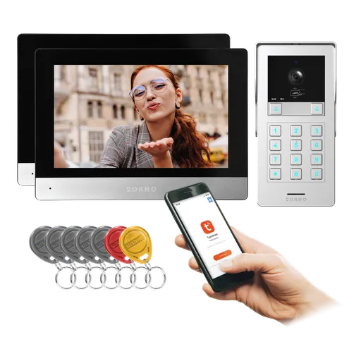 [ORNOR-VID-MA-1081/B] 146411 - GAYD MULTI2, twofamily video doorphone set, 2wire, 8", WiFi, touch screen, 2MP Full HD, RFID reader, code lock