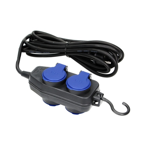 [ORNOR-AE-13299/5M] 149845-Heavy-duty, splash-proof extension sockets, rubber cord, 4 sockets (2+2) 2P+E, IP44, H05RR-F 3x1.5mm², 5m,-ORN