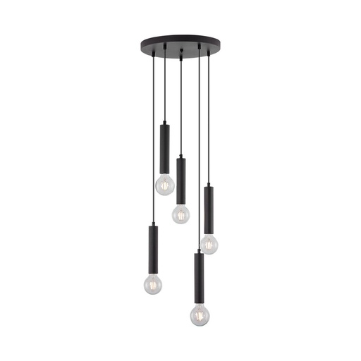 [BRYBV04-00054] 103330-	 BRY-G005R-5H-5xE27-BLC-PENDANT LIGHT