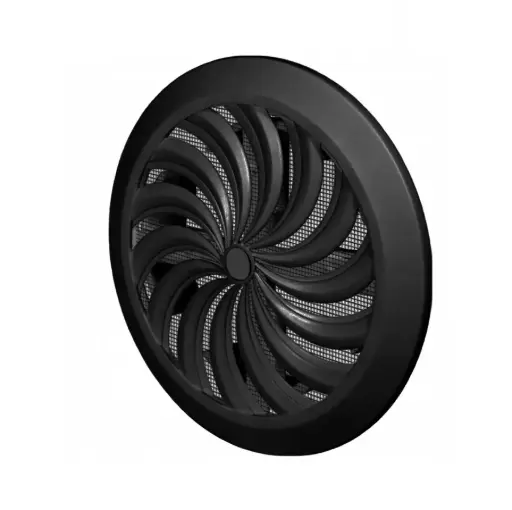 [AWTT95CZ] 170534 - CLASSIC Ø100 Series grille - with anti-insect net,  shutter and cord black - AWT