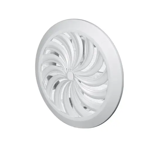 [AWTT95] 170542 - CLASSIC Ø100 Series grille - with anti-insect net,  shutter and cord white - AWT 