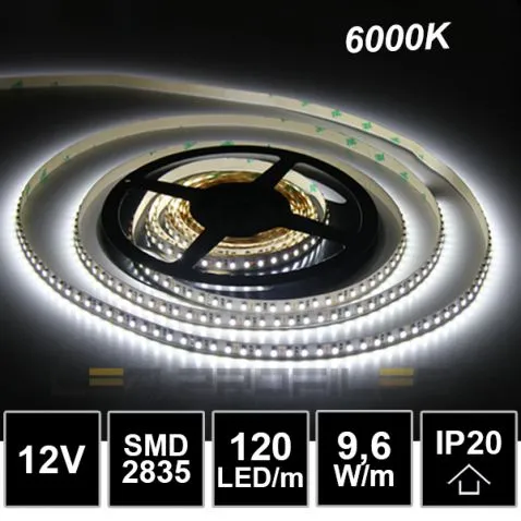 [LDPLS413] 109058 - 5m LED strip 12V 9,6W SMD2835 120LED/m IP20 6000K-LDP