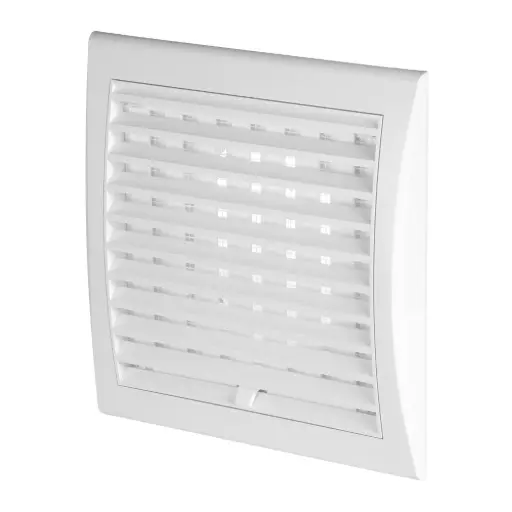 [AWTTL10] 172701  - Luna Series Grille with Anti-Insect-Net And Shutter, Inlet 138x138 Ø100 white - AWT