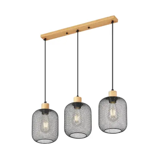 [BRYBV03-00015] 120433 - Pendant Light 3xE27 Black+Wood