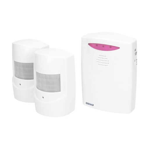 [ORNOR-MA-710] 140016 - Système d'alerte d'allée sans fil, alimentation téléavertisseur IP44 avec deux détecteurs, alimentation capteur, portée en champ libre : 120 m