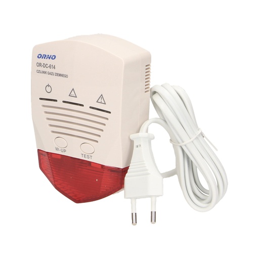 [ORNOR-DC-614] 140019 - Natural gas detector 230V AC power supply: 230VAC, 50/60Hz; flash and sound indicator; loud alarm – up to 75 dB; LED indication