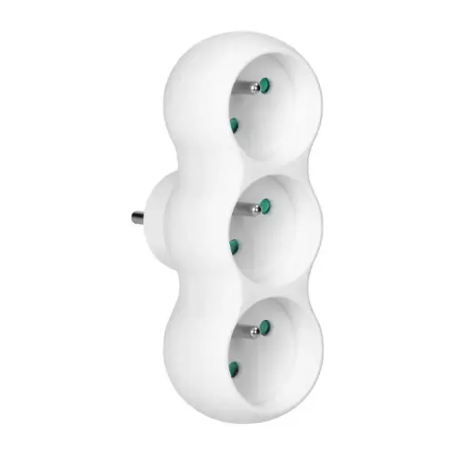 [ORNOR-AE-13251] 149218 - Rounded socket splitter 3x2P+E with central plug, white