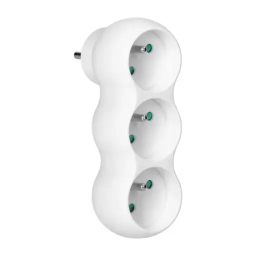 [ORNOR-AE-13252] 149219 - Rounded socket splitter 3x2P+E with plug on top, white