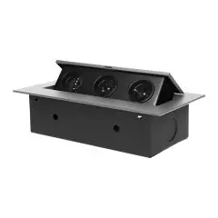 [ORNOR-GM-9036/G] 149377 - Recessed furniture socket with flat edge, 3x2P+E, silver