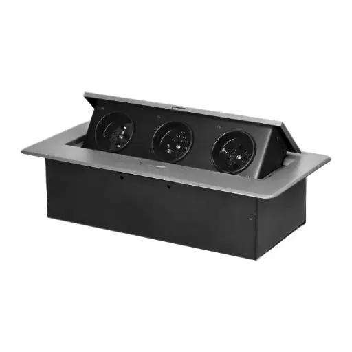 [ORNOR-GM-9032/G] 149381 - Recessed furniture socket with flat milled edge, 3x2P+E, silver