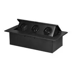 [ORNOR-GM-9032/B] 149382 - Recessed furniture socket with flat milled edge, 3x2P+E, black