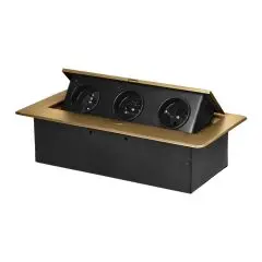 [ORNOR-GM-9032/C] 149383 - Recessed furniture socket with flat milled edge, 3x2P+E, gold