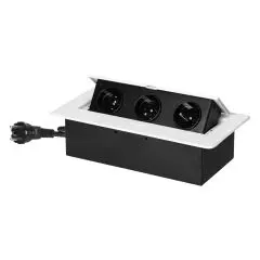 [ORNOR-GM-9033/W] 149388 - Recessed furniture socket with flat milled edge and 1.5 m cable, 3x2P+E, white
