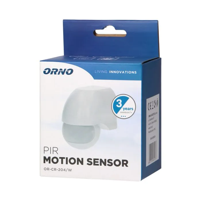 [ORNOR-CR-204/W] 140023 - Capteur de mouvement PIR réglable 180°, plage de détection IP44 180 degrés ; charge nominale 1200W; indice de protection IP44