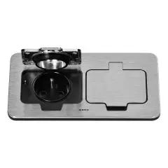 [ORNOR-GM-9047/G] 146544 - Hermetic double socket, rectangular, IP55, opening angle 110°, brushed aluminium