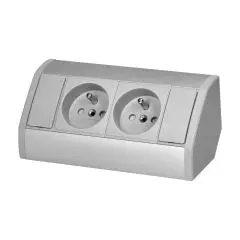 [ORNOR-GM-9005/G] 146555 - Furniture socket 2x2P+E, silver