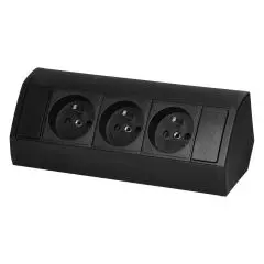 [ORNOR-GM-9001/B] 146561 - Furniture socket 3x2P+E, black