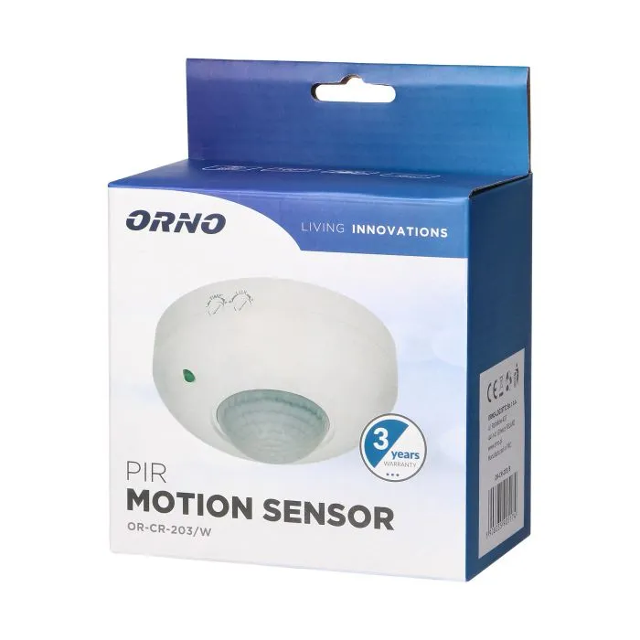 [ORNOR-CR-203/W] 149105 - Capteur de mouvement PIR 360° charge nominale 1200W ; indice de protection IP20 Blanc