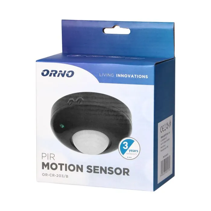 [ORNOR-CR-203/B] 149106 - PIR motion sensor 360° rated load 1200W; protection rating IP20 Black