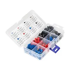 [ORNOR-KK-8111] 149671 - Set of cable end terminals, tubes, 350 pcs., single tube terminals: 0.75mm x 2.10mm 80 pcs; 1mm2 x 10mm: 70 pcs; 1.5mm2 x 10mm: 60 pcs; 2.5mm2 x 10mm: 50 pcs and double tube terminals: 0.75mm2 x 8mm: 30 pcs; 1mm2 x 10mm: 25 pcs; 1.5mm2 x 10mm: 20 pcs; 2