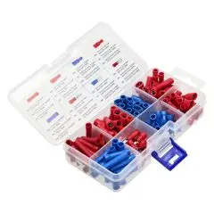 [ORNOR-KK-8114] 149674 - HOBBY set of cable end terminals, 125 pcs., insulated receptacle terminals 1mm2: 20 pcs; insulated receptacle terminals 2,5mm2: 15 pcs, insulated blade receptacle terminals 1mm2: 20 pcs; insulated blade receptacle terminals 2,5 mm2: 15 pcs; insulated bana