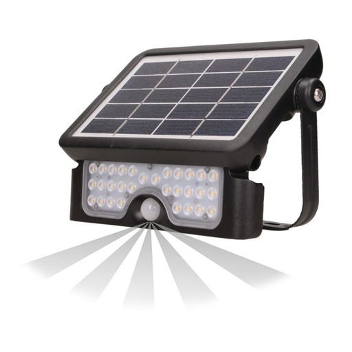 [ORNAD-SL-6108BLR4] 140045-LUX LED 5W solar floodlight with motion sensor 500lm, IP65, 4000K, 2x1500mAh, black-ORN