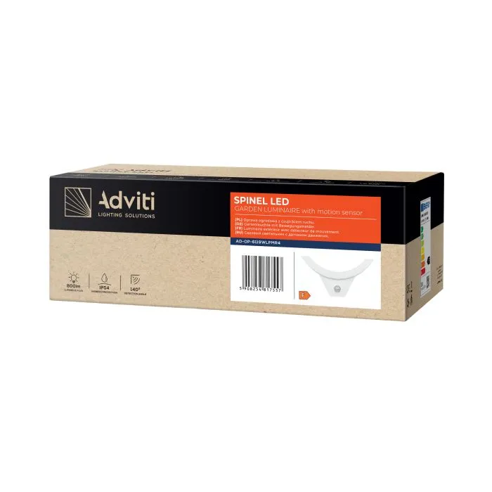 [ORNAD-OP-6119WLPMR4] 146648 - SPINEL LED 10W, garden luminaire, white with motion sensor 140st, 800lm, IP54, 4000K, IK10ORN