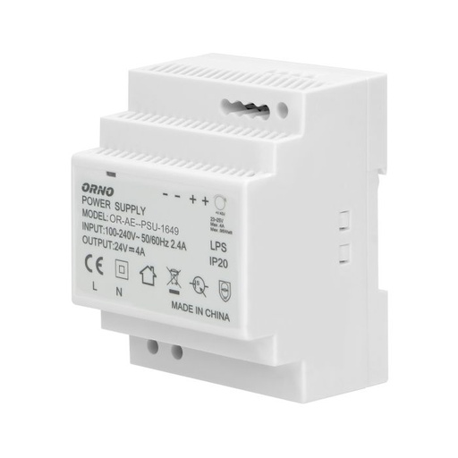 [ORNOR-PSU-1649] 140069-DIN rail power adaptor, 100W   24VDC, 4A, width: 4 units-ORN