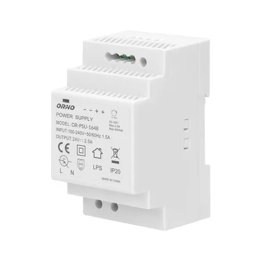 [ORNOR-PSU-1648] 140070-Adaptateur secteur rail DIN, 60W 24VDC, 2.5A, largeur : 3 unités-ORN
