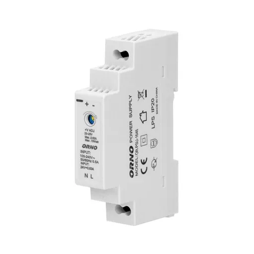 [ORNOR-PSU-1646] 140072-Adaptateur secteur rail DIN, 15W 24VDC, 0.63A, largeur: 1 unité-ORN