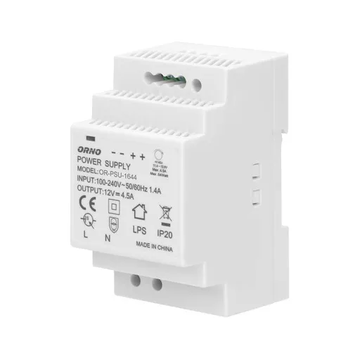 [ORNOR-PSU-1644] 140074-Adaptateur secteur rail DIN, 54W 12V DC 4.5A, largeur : 3 unités-ORN