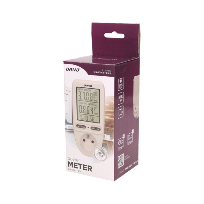 [ORNOR-WAT-435] 140087 - Energiecalculator met LCD-display voor België en Frankrijk -ORN